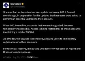 Starknet Upgrade Alert