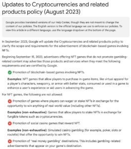 Google's Policy Update: NFT Games